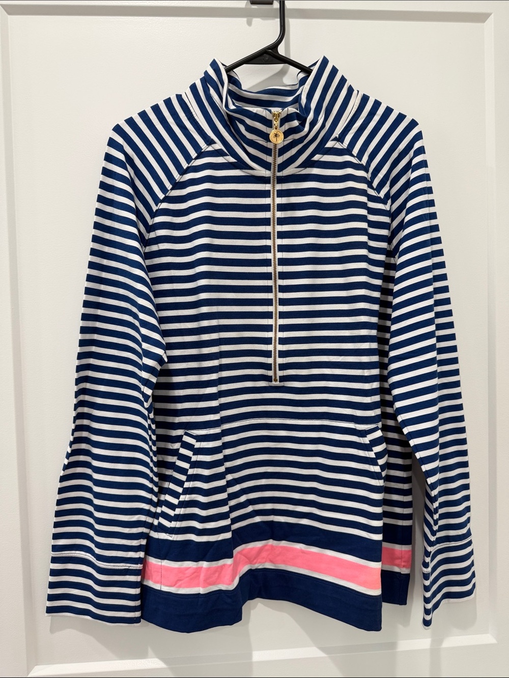 Lilly Pulitzer Exotic Garden English Stripe Guava Melon Skipper Popover XL